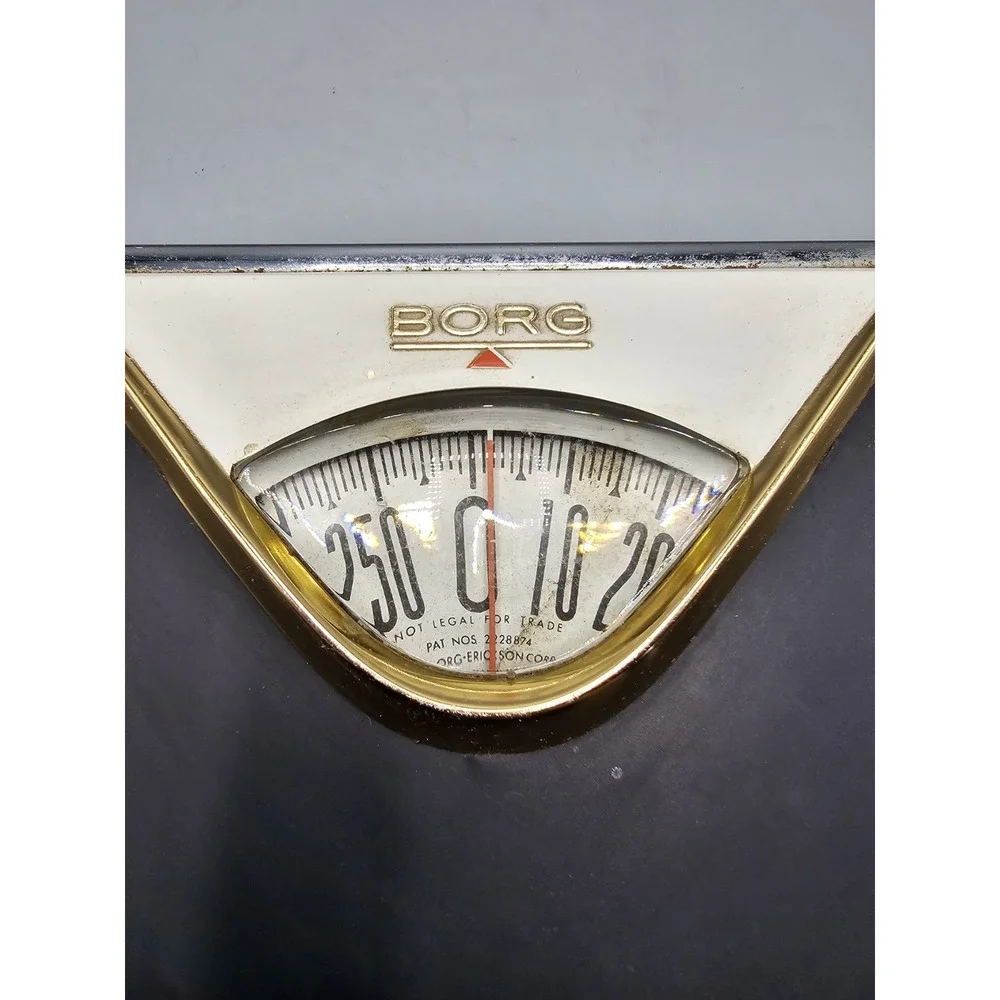 Vintage MCM Borg Flight Bathroom Scale Made In USA Black‎ Brass